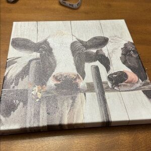 Farmhouse Cow Wall Art Canvas 12” (H) x 12” (W) x 3/4 thick